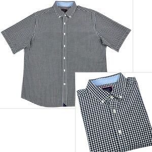 UNTUCKit Classic Fit Men's
Gingham Navy Blue White Short Sleeve Shirt Size XXL